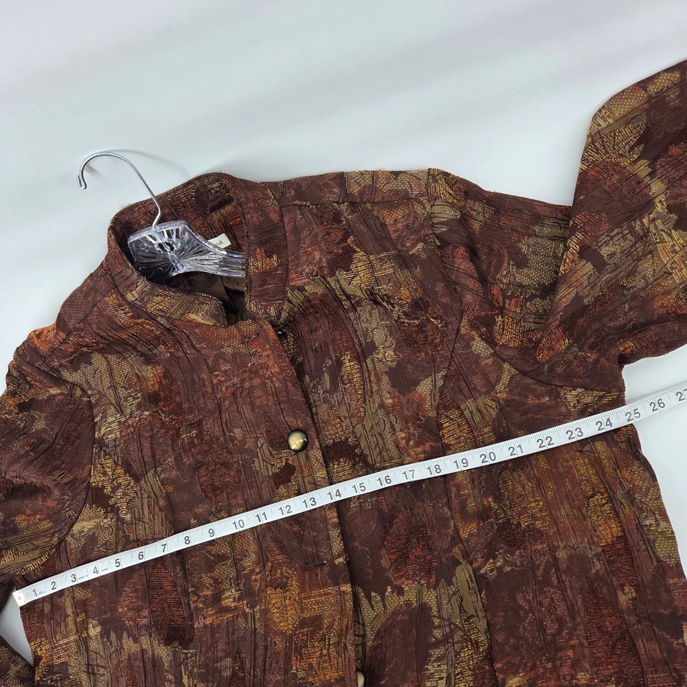 Coldwater Creek Button Front Jacket 22 Brown Boho Eclectic Art-Inspired‎ - Picture 6 of 7